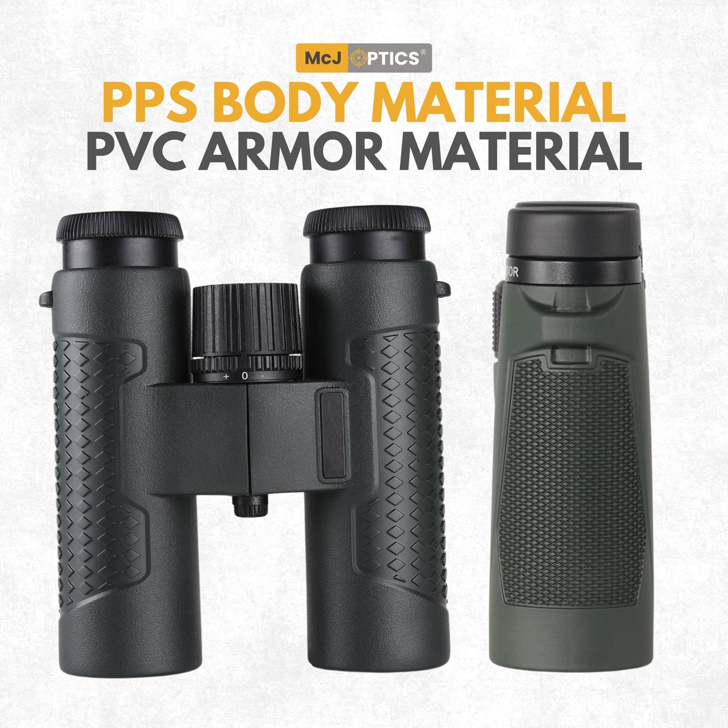 McJ Compact 8x33 Binoculars on Forest Background