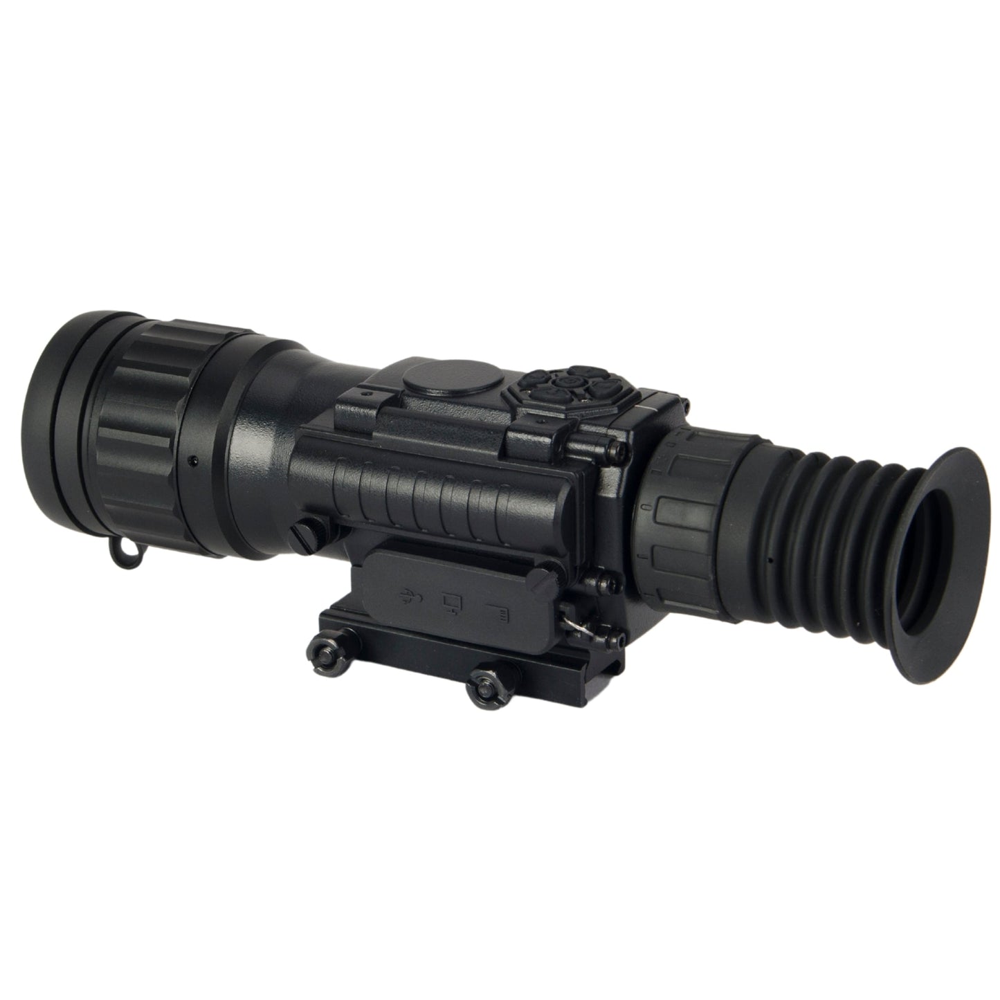 Top view of McJ Optics 4X night vision monocular controls