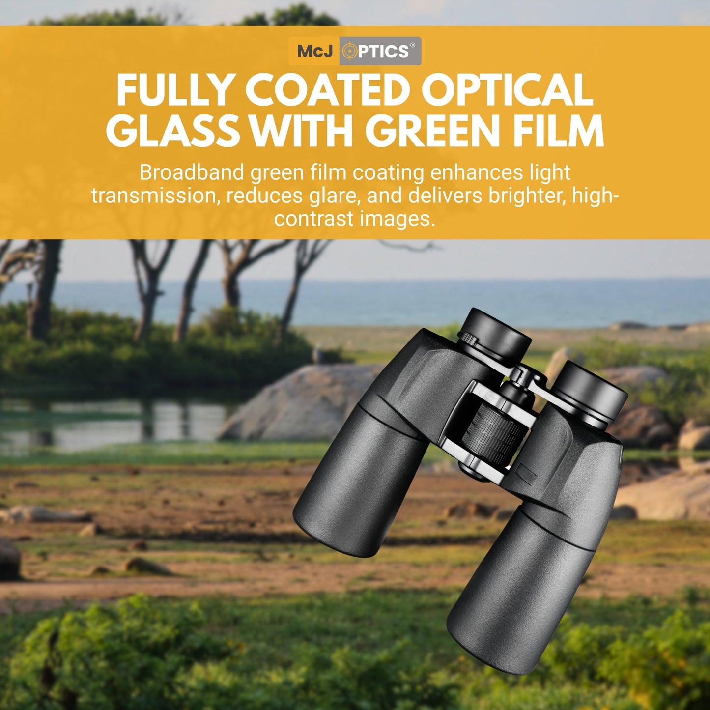 Side view of McJ BaK4 Prism Binoculars with Rubber Armor