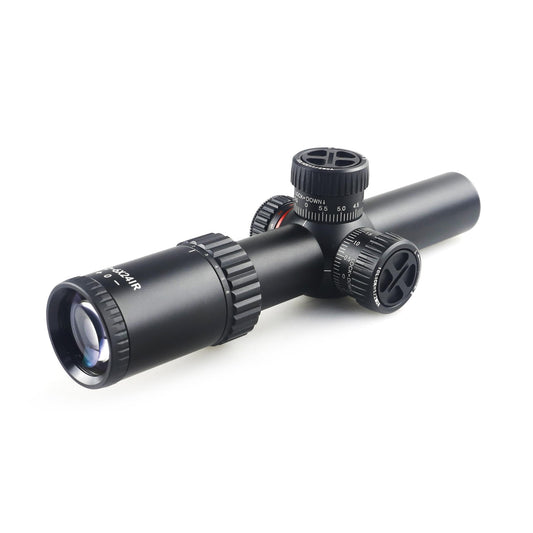 McJ Optics 1.2-6X24IR-SFP Tactical Rifle Scope - Adjustable Magnification, Wide FOV