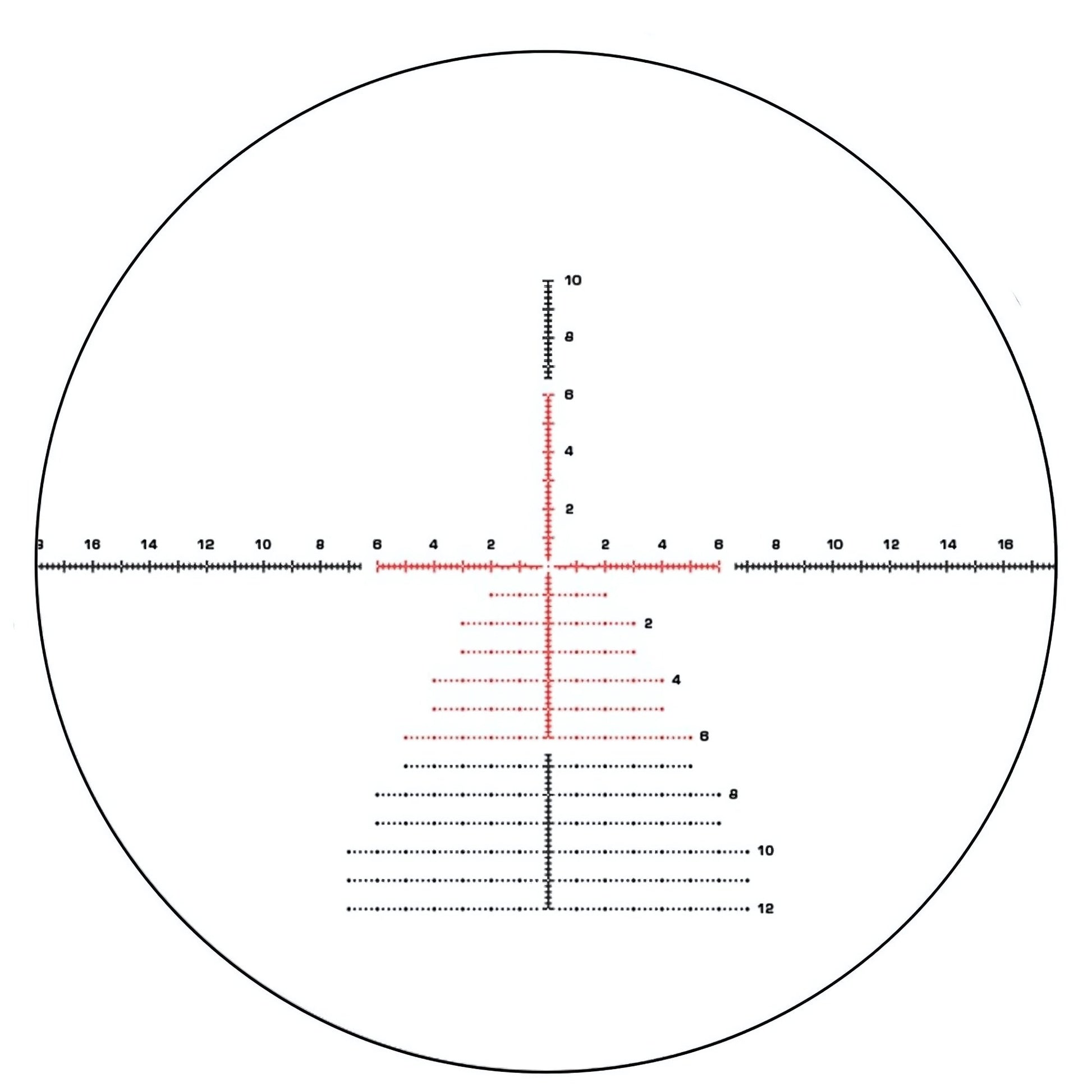 Top angle of McJ Optics 5-25x56 showing reticle settings