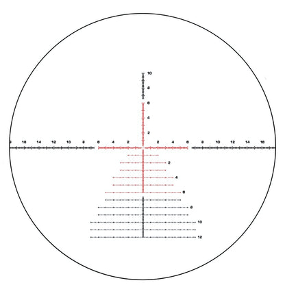 Top angle of McJ Optics 5-25x56 showing reticle settings